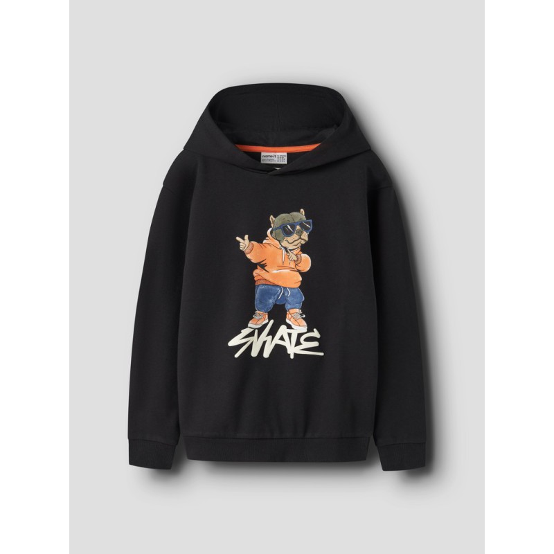 NAME IT KIDS Navi langærmet sweat hoodie - Black