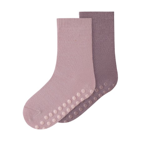 NAME IT Mini Wak 2-pak skridsikre strømper - Violet Ice