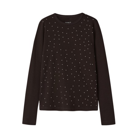 NAME IT KIDS Nolovo langærmet slim bluse - Chocolate Plum