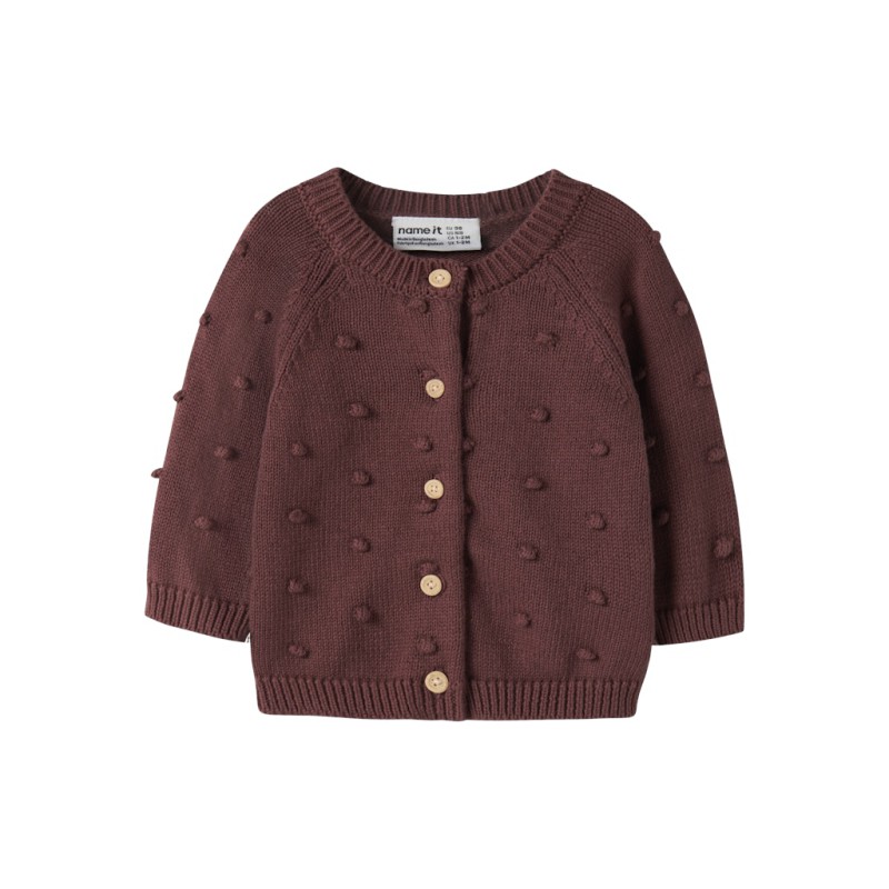 NAME IT BABY Nasha langærmet strikcardigan - Wild Ginger