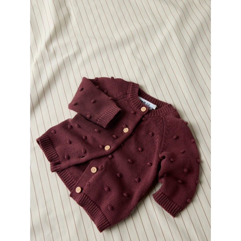 NAME IT BABY Nasha langærmet strikcardigan - Wild Ginger