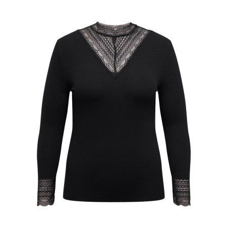 ONLY CARMAKOMA Tilde rib blonde bluse - Black