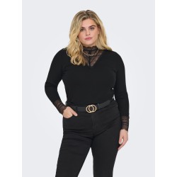 ONLY CARMAKOMA Tilde rib blonde bluse - Black