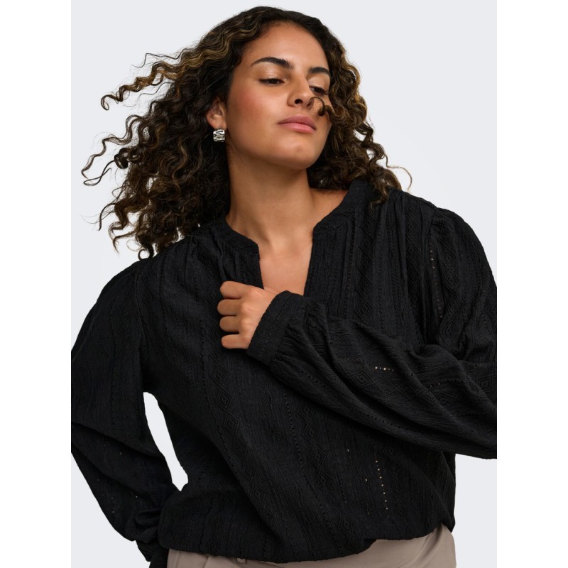 ONLY CARMAKOMA Minna langærmet bluse - Black