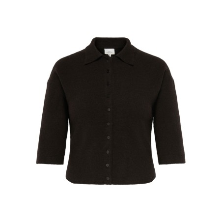 ONLY CARMAKOMA Macey polo strikcardigan - Coffee Bean / Button