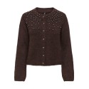ONLY Miggie pearl langærmet strikcardigan - Coffee Bean