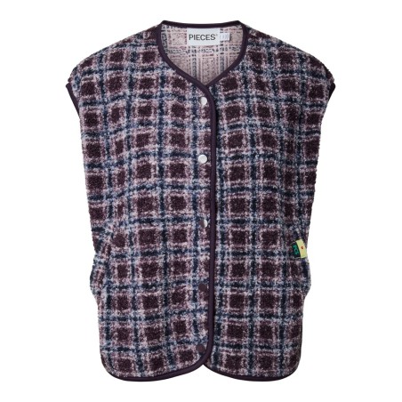 PIECES Katty teddy vest - Plum Perfect