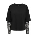 ONLY Tahlia langærmet blonde bluse - Black