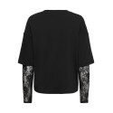 ONLY Tahlia langærmet blonde bluse - Black