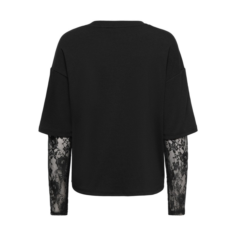 ONLY Tahlia langærmet blonde bluse - Black