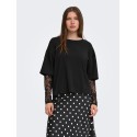 ONLY Tahlia langærmet blonde bluse - Black