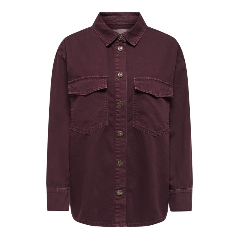 ONLY Silla langærmet denim skjorte - Fudge