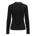 ONLY Leslie langærmet blonde bluse - Black