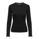 ONLY Leslie langærmet blonde bluse - Black