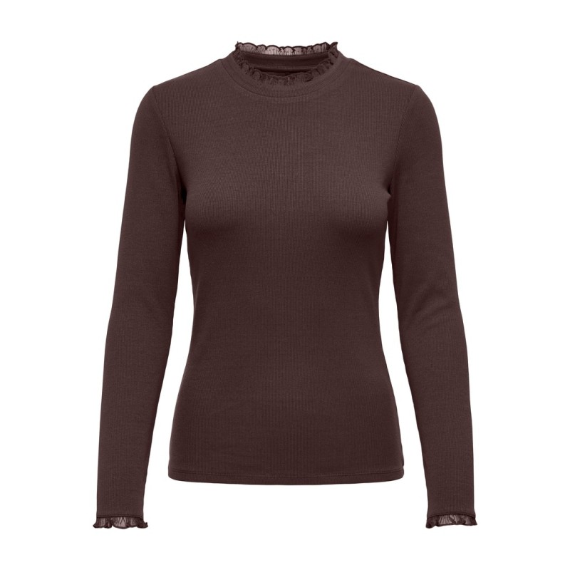 ONLY Leslie langærmet blonde bluse - Coffee Bean