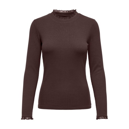 ONLY Leslie langærmet blonde bluse - Coffee Bean