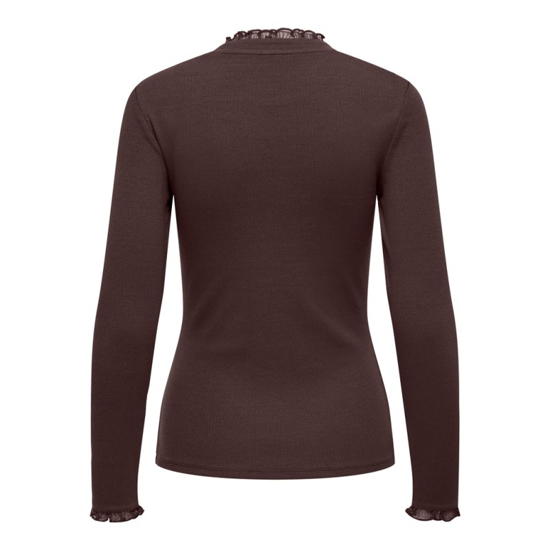 ONLY Leslie langærmet blonde bluse - Coffee Bean