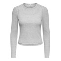 ONLY Jilli langærmet bluse - Light Grey Melange