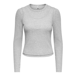 ONLY Jilli langærmet bluse - Light Grey Melange