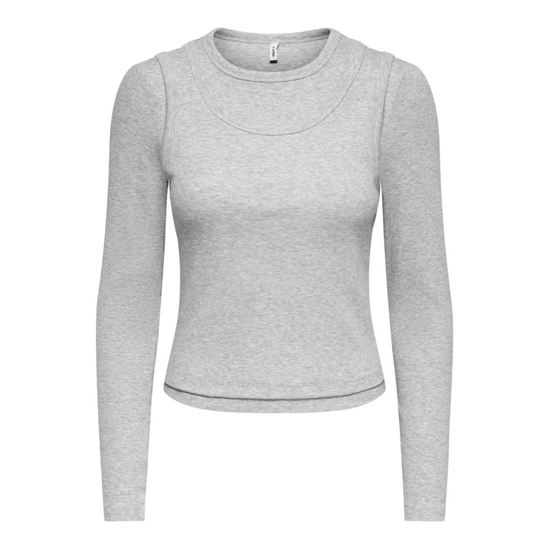 ONLY Jilli langærmet bluse - Light Grey Melange