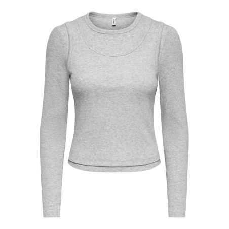 ONLY Jilli langærmet bluse - Light Grey Melange