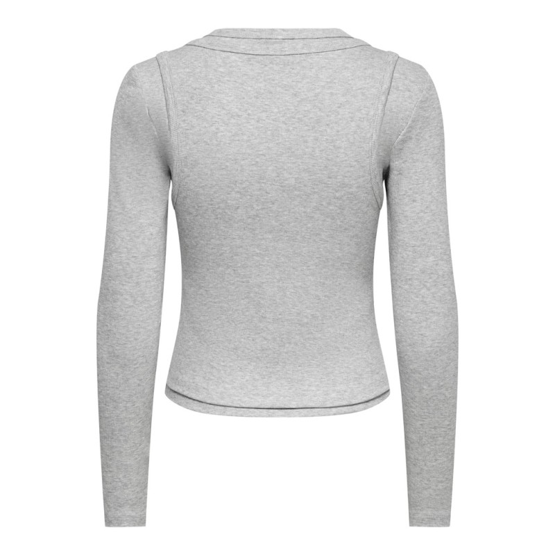 ONLY Jilli langærmet bluse - Light Grey Melange