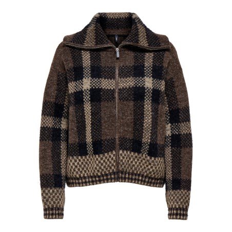 ONLY Maroon langærmet zip strikcardigan - Black