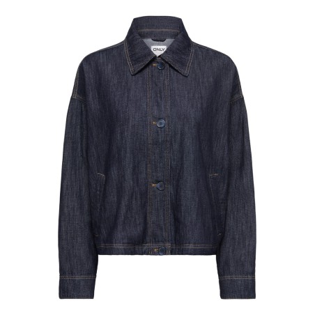ONLY Mariko langærmet denim jakke - Dark Blue Denim