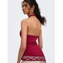 ONLY Aria halterneck blonde top - Rumba Red