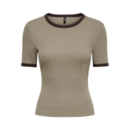 ONLY Val contrast T-shirt - Walnut
