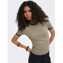 ONLY Val contrast T-shirt - Walnut