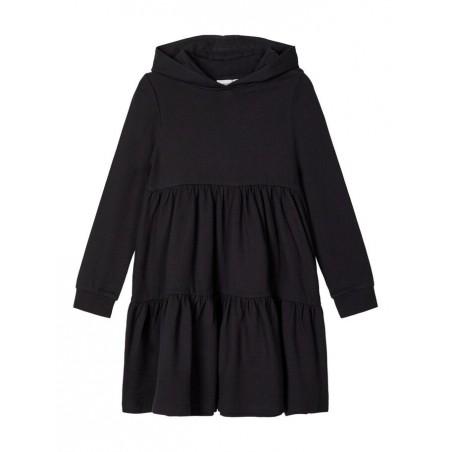 NAME IT KIDS Ofilia langærmet sweat hoodie kjole - Sort