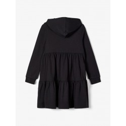 NAME IT KIDS Ofilia langærmet sweat hoodie kjole - Sort