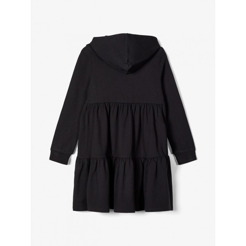 NAME IT KIDS Ofilia langærmet sweat hoodie kjole - Sort
