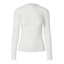 PIECES Vio langærmet mesh bluse - Cloud Dancer