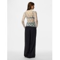 PIECES Vio langærmet mesh bluse - Cloud Dancer