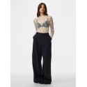 PIECES Vio langærmet mesh bluse - Cloud Dancer