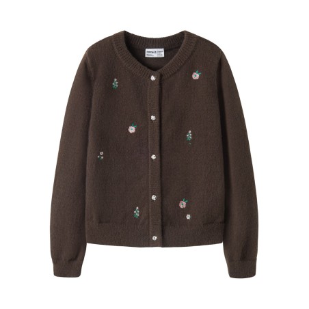NAME IT KIDS Nellie langærmet strikcardigan - Chocolate Brown