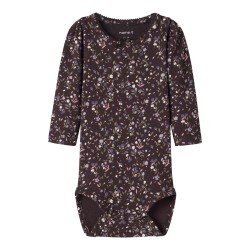 NAME IT BABY Oceana langærmet body - Chocolate Plum