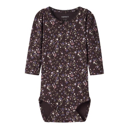 NAME IT BABY Oceana langærmet body - Chocolate Plum