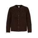 ONLY CARMAKOMA Miggie langærmet perle strikcardigan - Coffee Bean