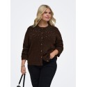ONLY CARMAKOMA Miggie langærmet perle strikcardigan - Coffee Bean