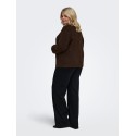 ONLY CARMAKOMA Miggie langærmet perle strikcardigan - Coffee Bean