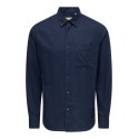 ONLY & SONS Mars regular fit langærmet skjorte - Black Iris