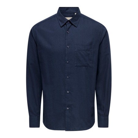 ONLY & SONS Mars regular fit langærmet skjorte - Black Iris