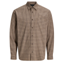 JACK & JONES Blaedward dobby langærmet skjorte - Petrified Oak