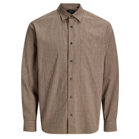 JACK & JONES Blaedward dobby langærmet skjorte - Petrified Oak