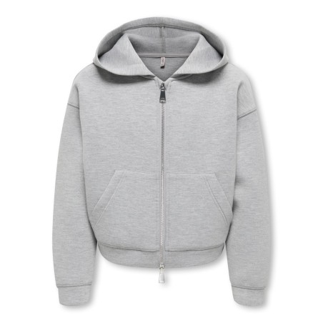 KIDS ONLY Sabrina langærmet scuba zip hoodie - Light Grey Melange