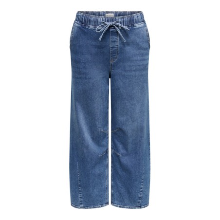ONLY CARMAKOMA Ziva pull-up barrel denim jeans - Medium Blue Denim