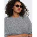 ONLY CARMAKOMA Dolly peal strikbluse - Medium Grey Melange